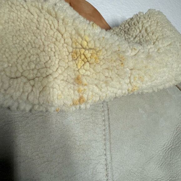 Vintage Bert Paley Beige Long Sleeve Leather Jacket Size 44 Sherpa Lined - Picture 10 of 15